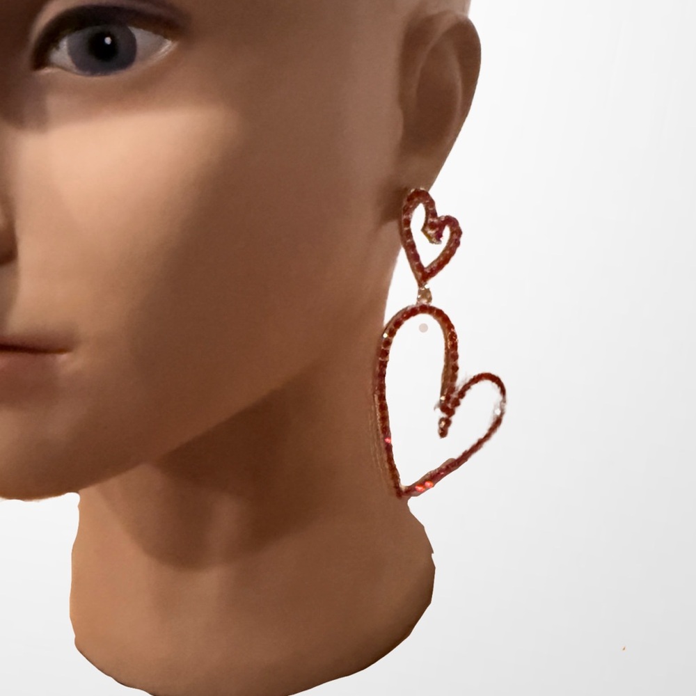 House of Harlow 1960 Red Heart Drop Earrings